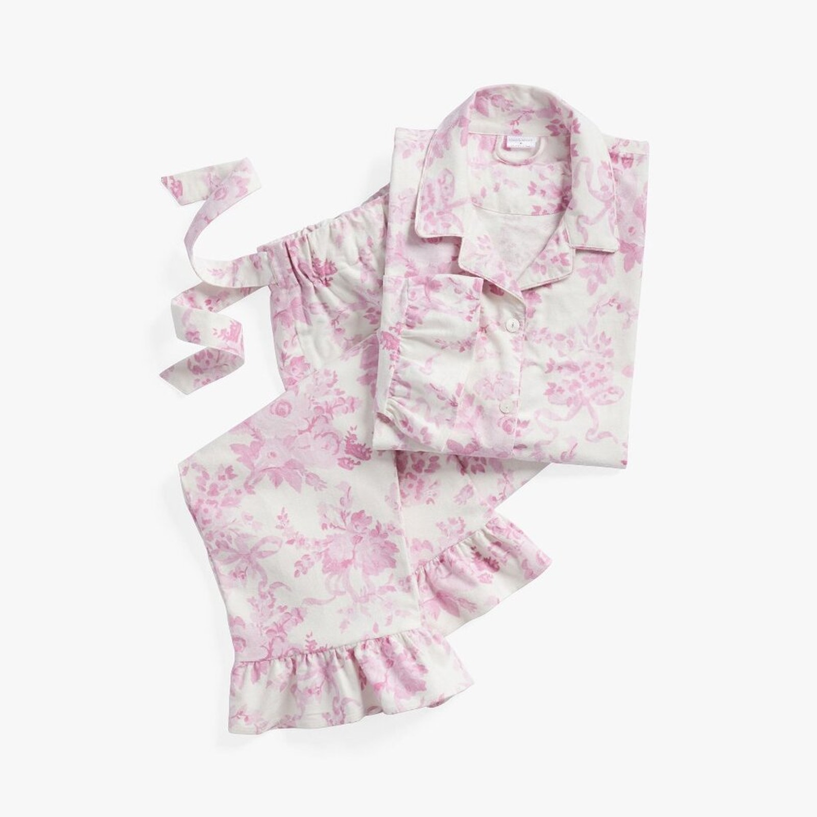 Loveshackfancy X Pottery Barn Flannel Pajama Set Pj Top & Bottoms Pink White Nwt